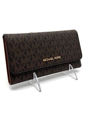 Michael Kors Large Trifold Wallet Brown Signature